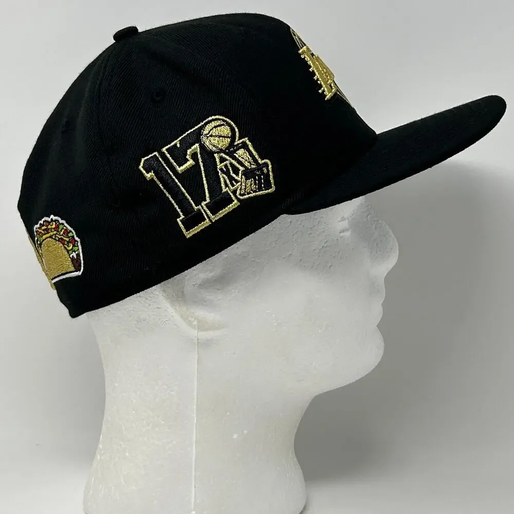 Los Angeles LA Lakers Hat Baseball Cap Fitted 7 1/2 Taco Palm Tree New Era Black